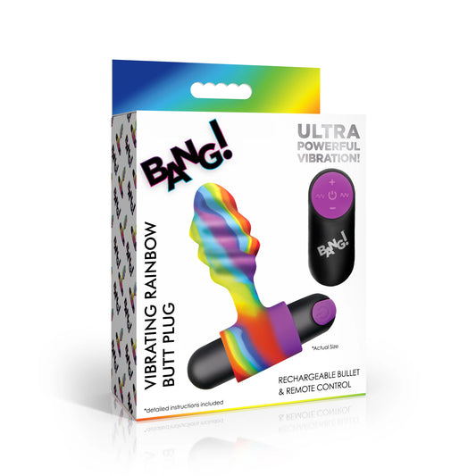 XR Brands |  BANG! Vibrating Rainbow Butt Plug