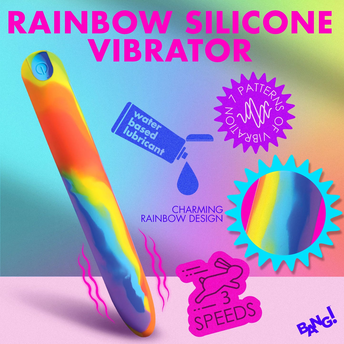 XR Brands | BANG! Rainbow Silicone Vibrator