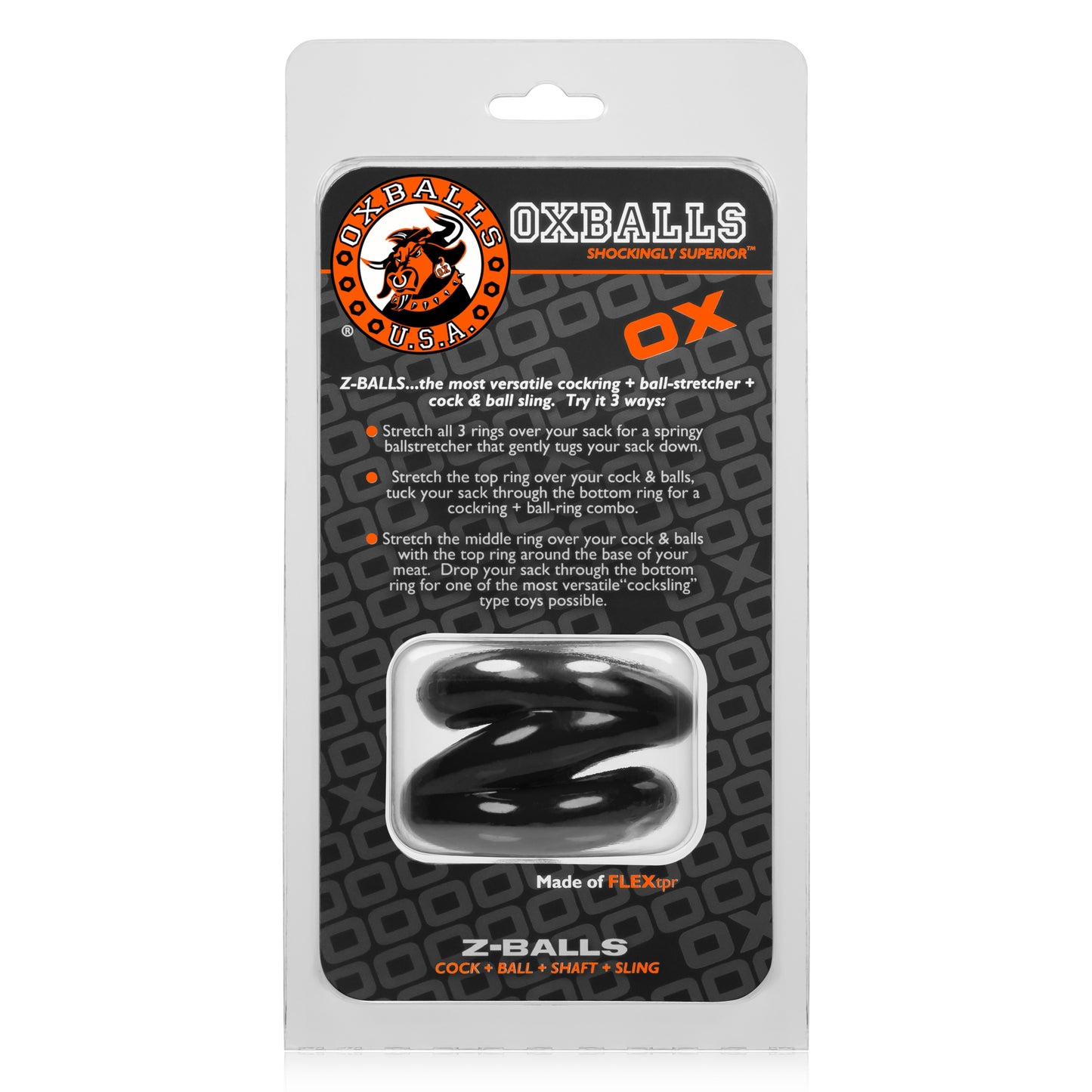 OxBalls Z-Balls Zig-Zag Cock Ring / Ball Stretcher Night