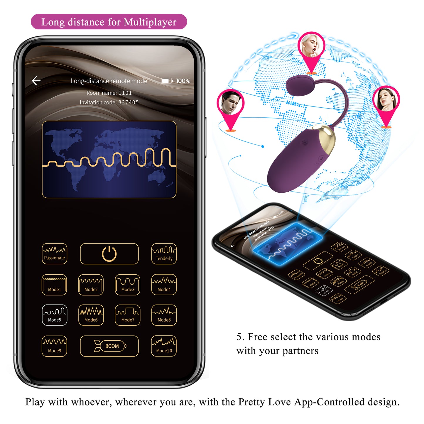 Pretty Love Abner Egg Vibrator with App Control Dark Purple