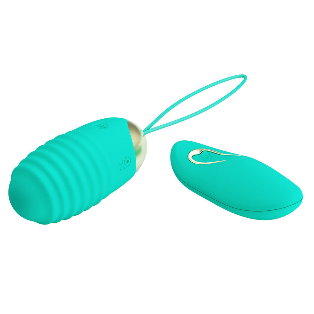 Party Up Ian Remote Control Vibrating Egg - Teal