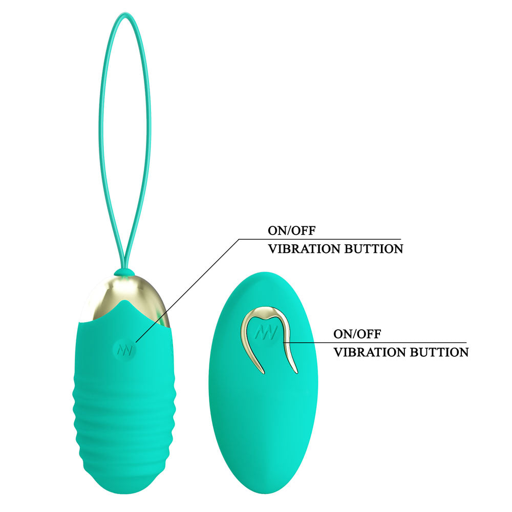 Party Up Ian Remote Control Vibrating Egg - Teal