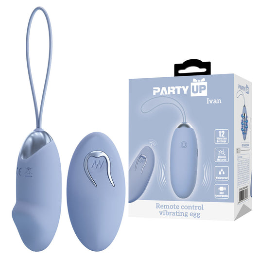 Party Up Ian Remote Control Vibrating Egg - Purple