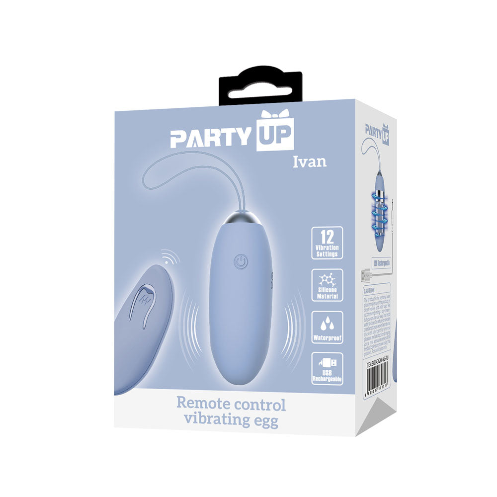 Party Up Ian Remote Control Vibrating Egg - Purple
