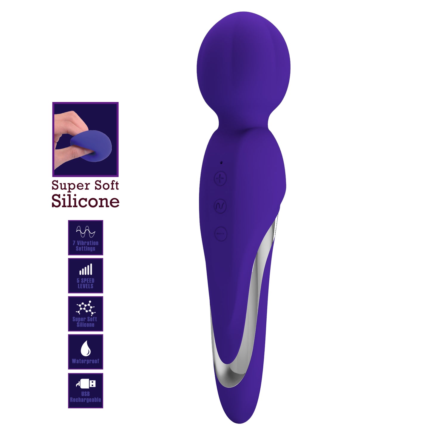 Pretty Love Super Soft Silicone Walter Body Massage Wand Vibrator Purple
