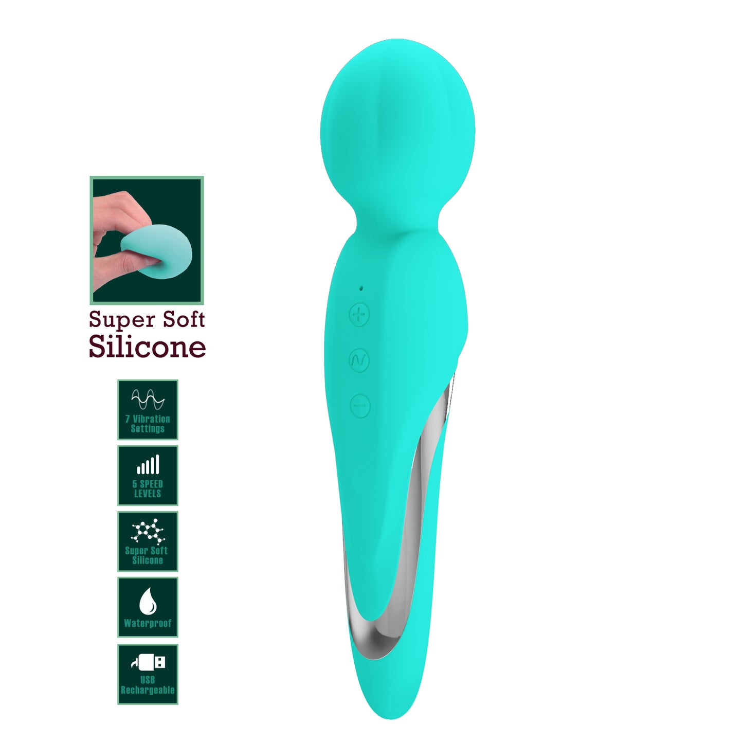 Pretty Love Super Soft Silicone Walter Body Massage Wand Vibrator Seafoam
