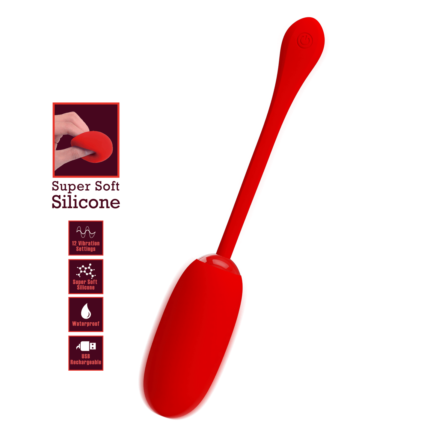 Pretty Love Super Soft Silicone Julius Bullet Egg Vibrator Red