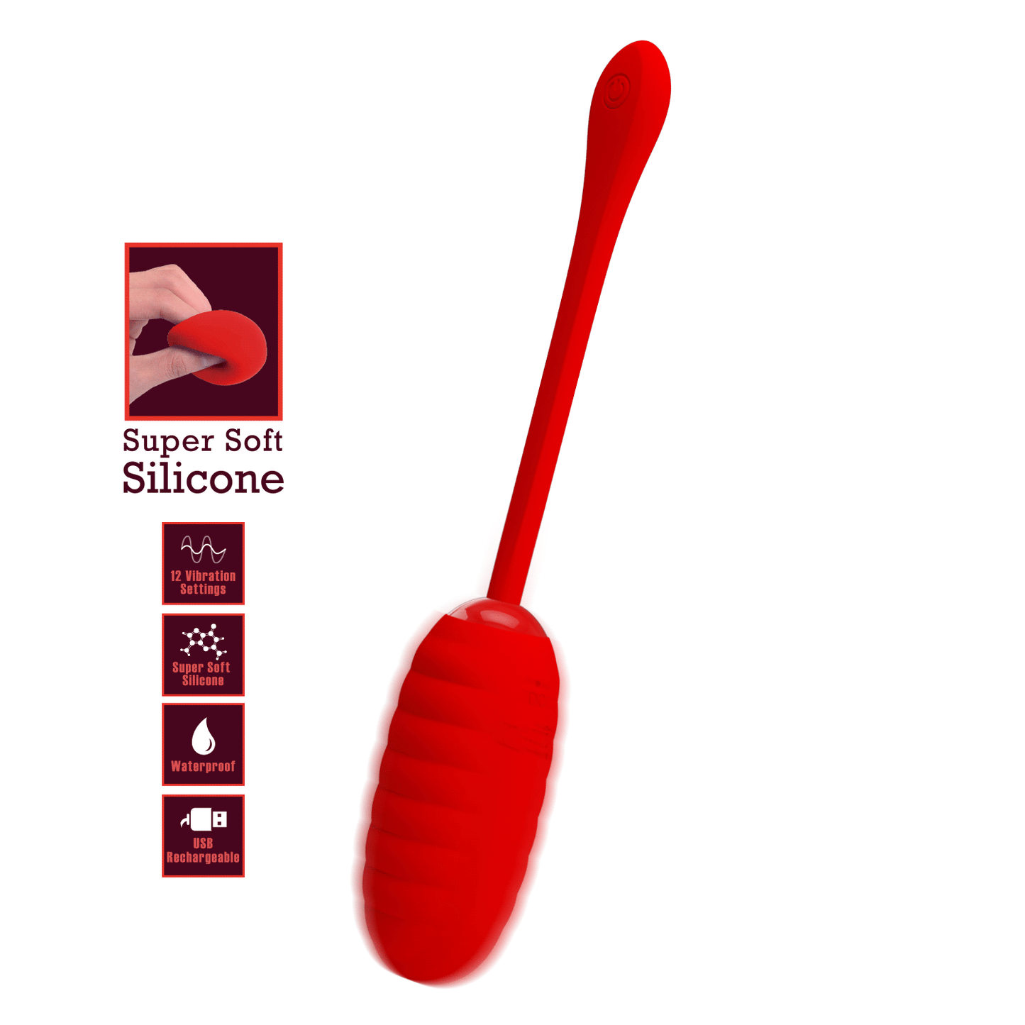 Pretty Love Super Soft Silicone Kirk Vibrating Egg Red