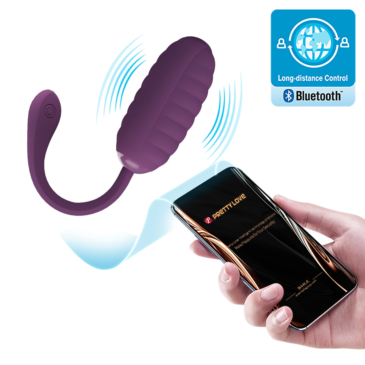 Pretty Love Super Soft Silicone Kirk Vibrating Egg Purple (App)