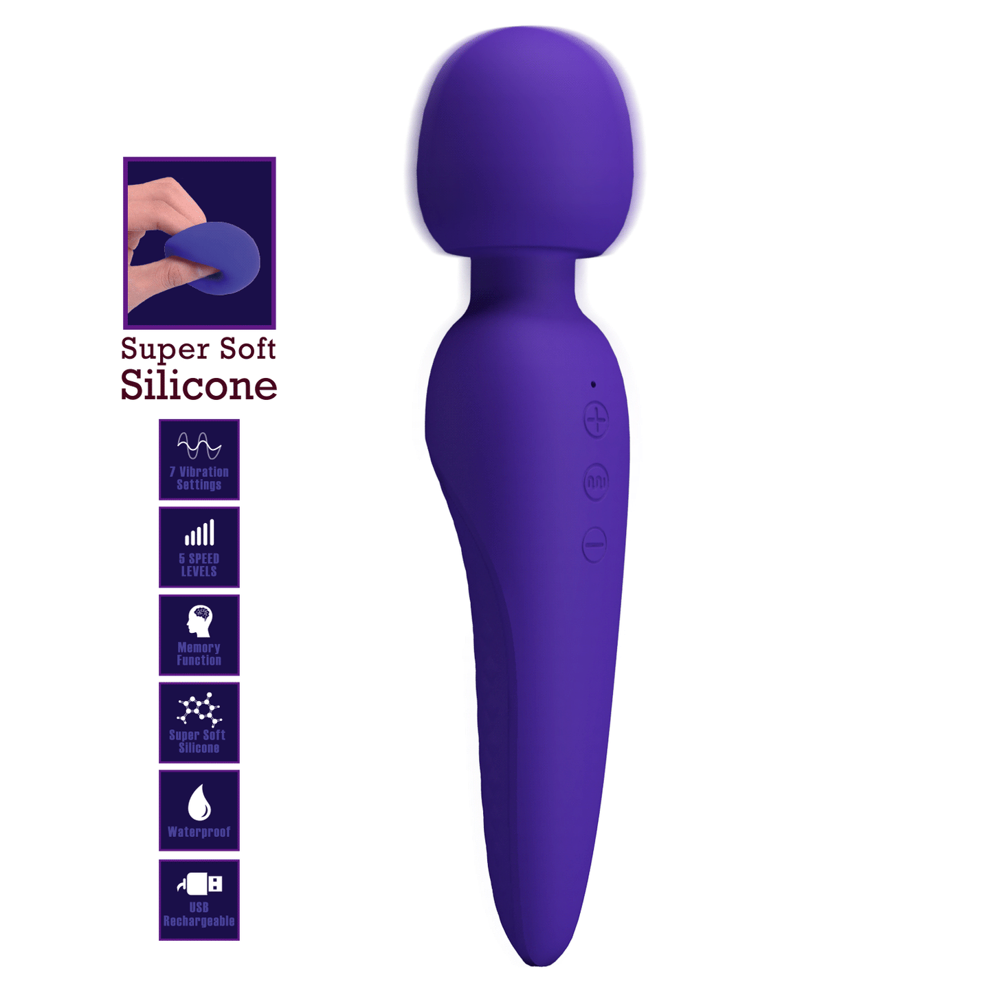 Pretty Love Super Soft Silicone Meredith Wand Massager Purple