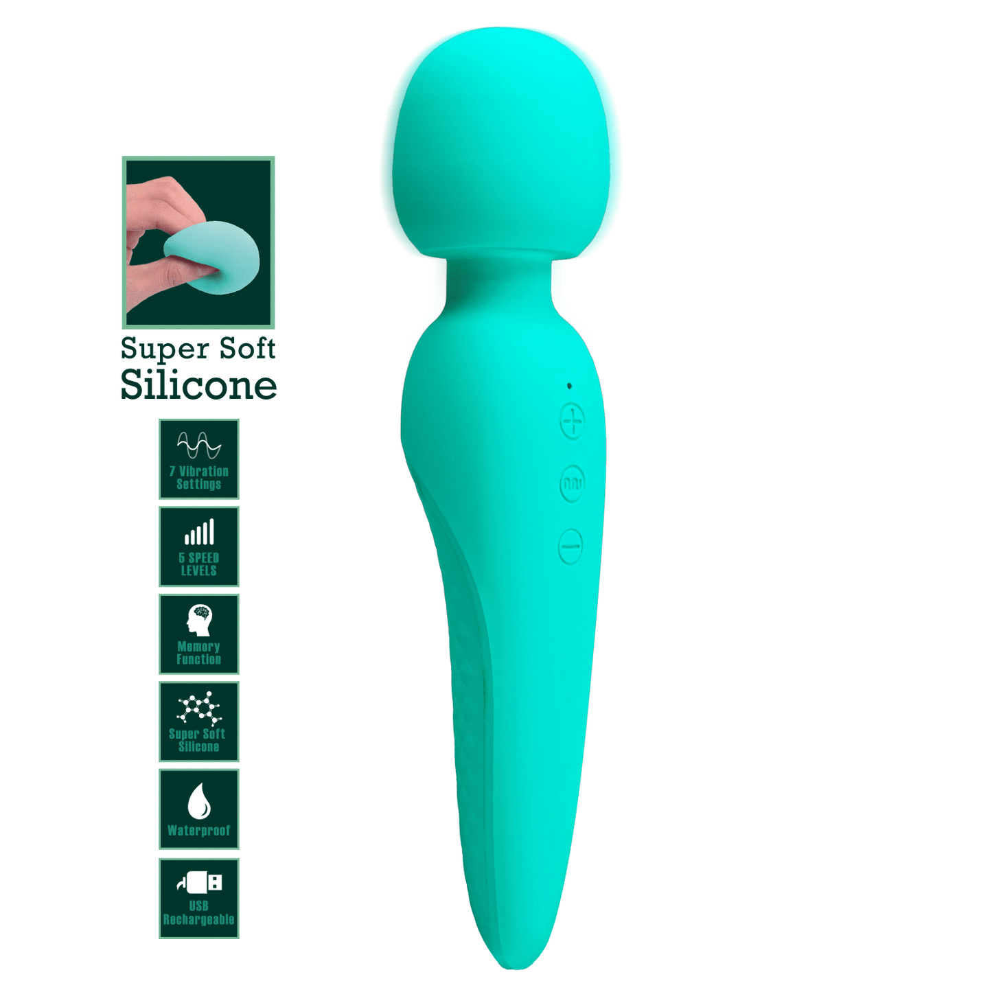 Pretty Love Super Soft Silicone Meredith Wand Massager Green