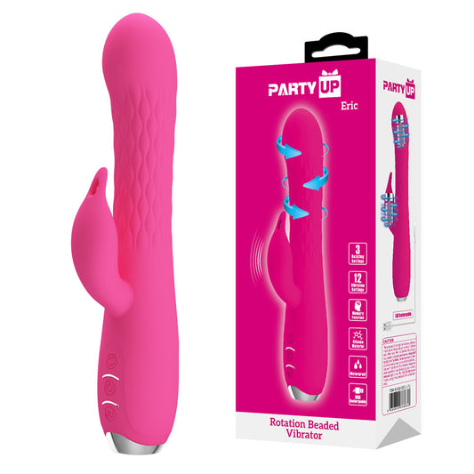 Party Up Eric Rabbit Vibrator with Rotating Bead Shaft Pink