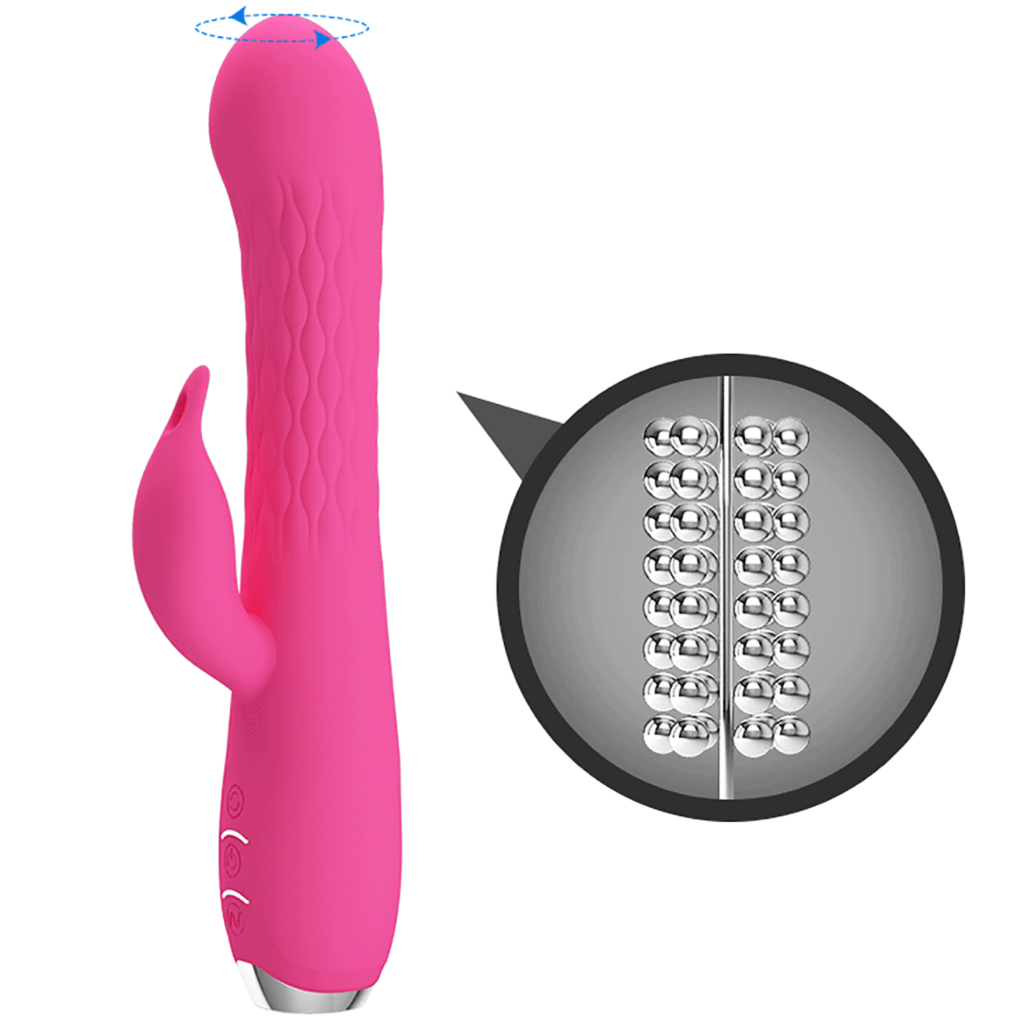 Party Up Eric Rabbit Vibrator with Rotating Bead Shaft Pink