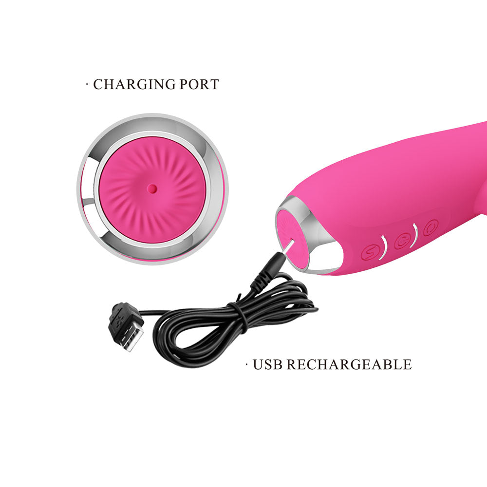 Party Up Eric Rabbit Vibrator with Rotating Bead Shaft Pink