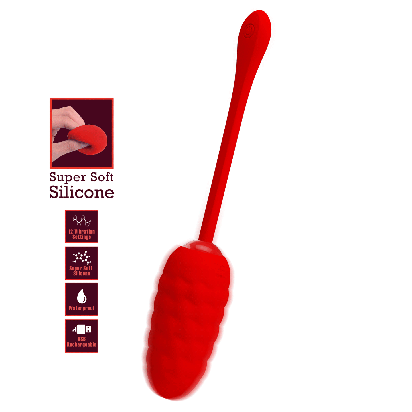 Pretty Love Super Soft Silicone Marina Vibrating Egg Red