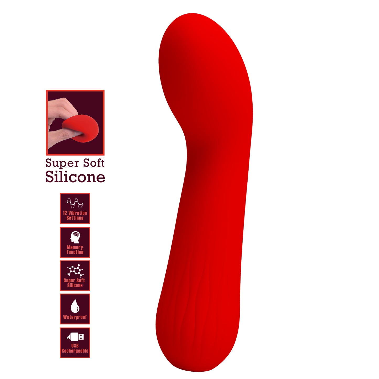 Pretty Love Faun Super Soft Silicone Flexible G-Spot Vibrator Red