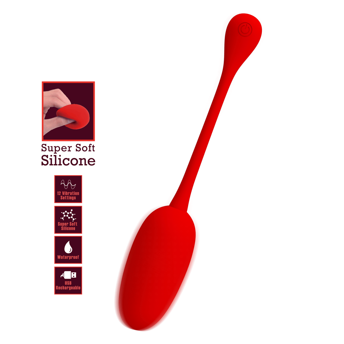 Pretty Love Super Soft Silicone Knucker Egg Vibrator Red