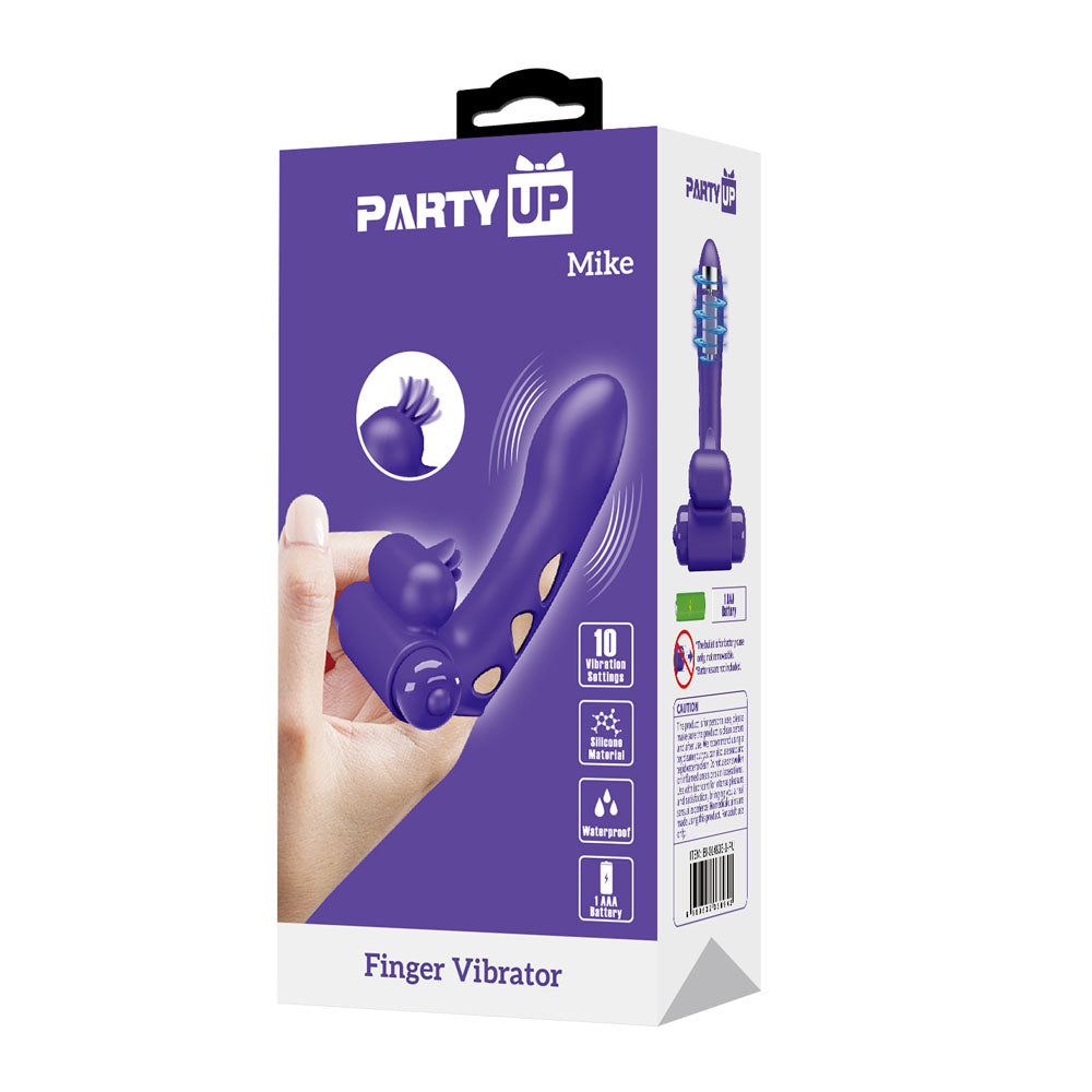 Party Up Mike Finger Vibrator Purple