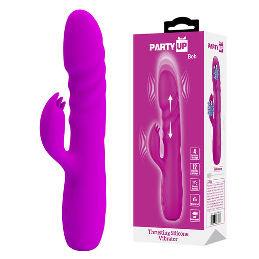 Party Up Bob Thrusting Rabbit Vibrator Purple