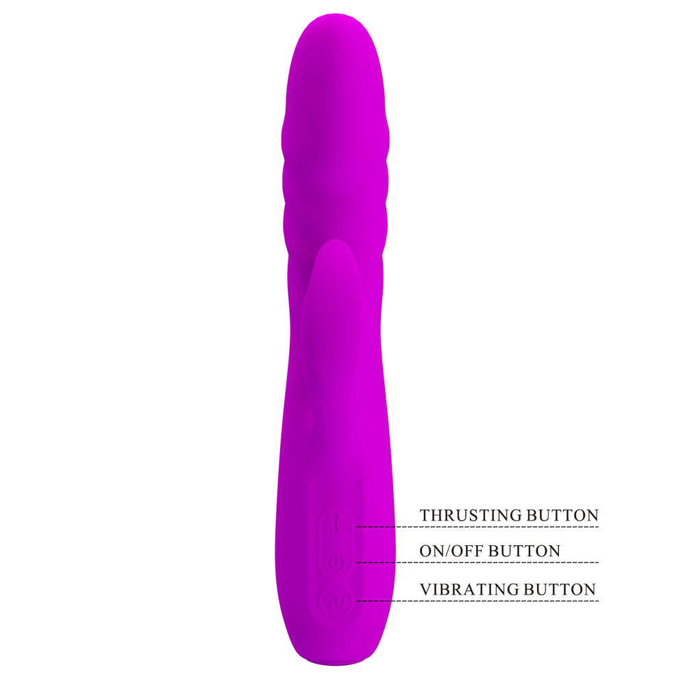 Party Up Bob Thrusting Rabbit Vibrator Purple