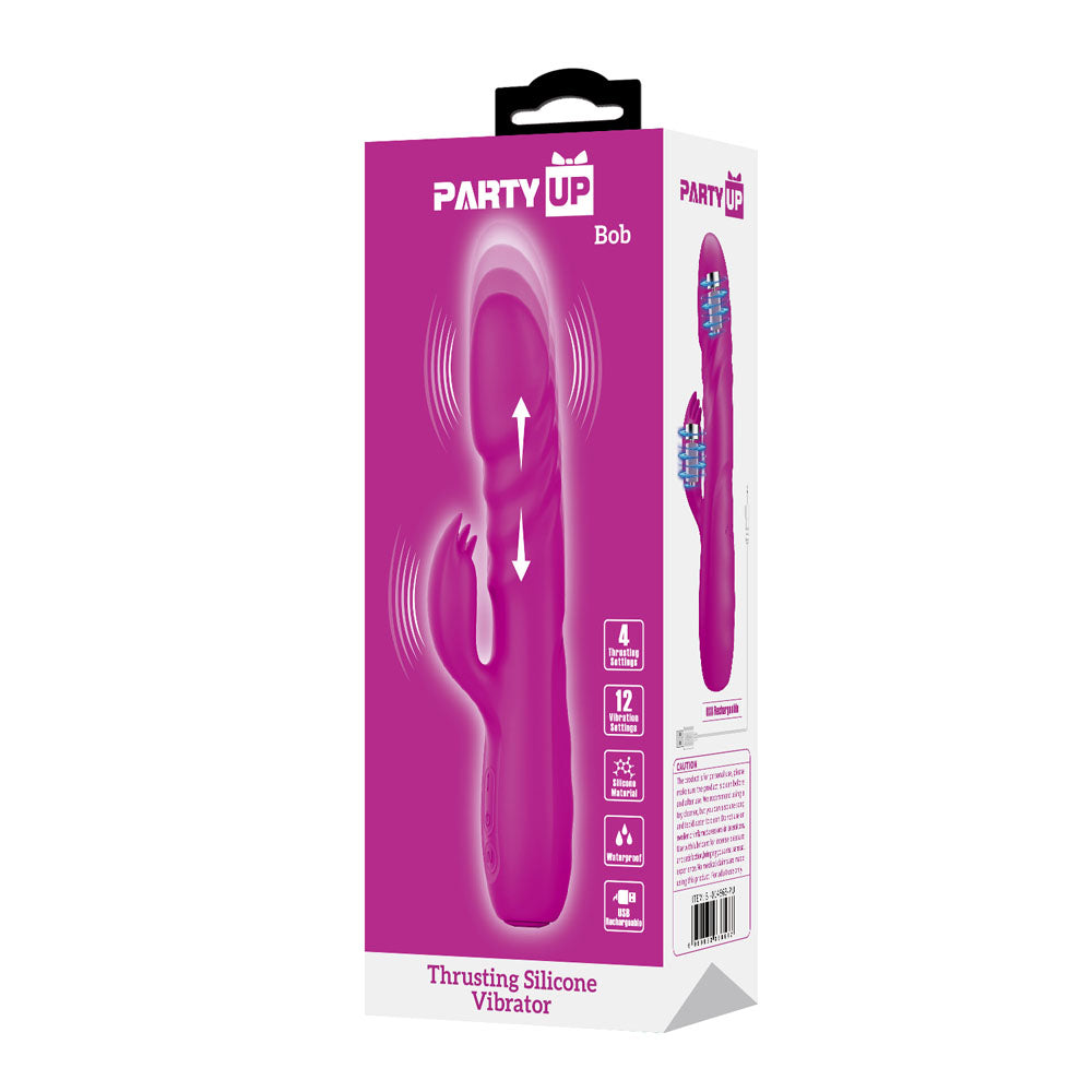 Party Up Bob Thrusting Rabbit Vibrator Purple