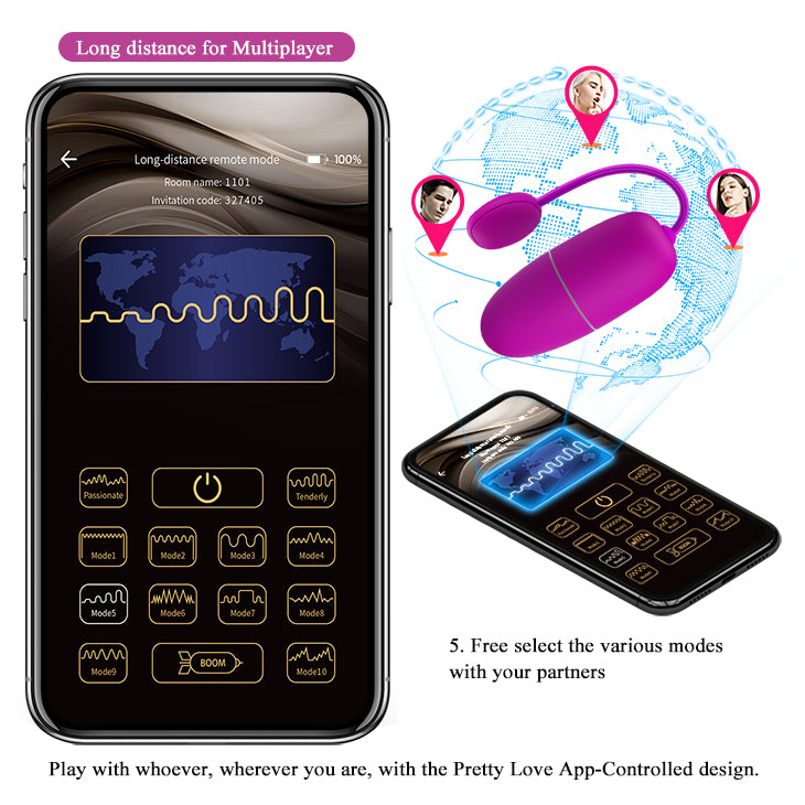 Pretty Love Nymph Vibrating App Control Egg Purple