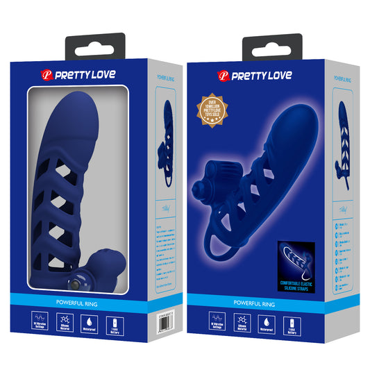 Pretty Love Powerful Ring Altaf Vibrating Cock Sleeve Navy Blue