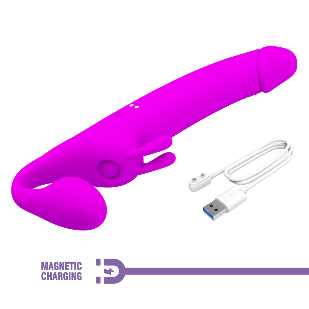 Party Up Oliver Vibrating Strapless Strap-On Purple