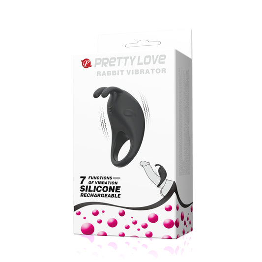 Pretty Love Rabbit Vibrator Cock Ring Black