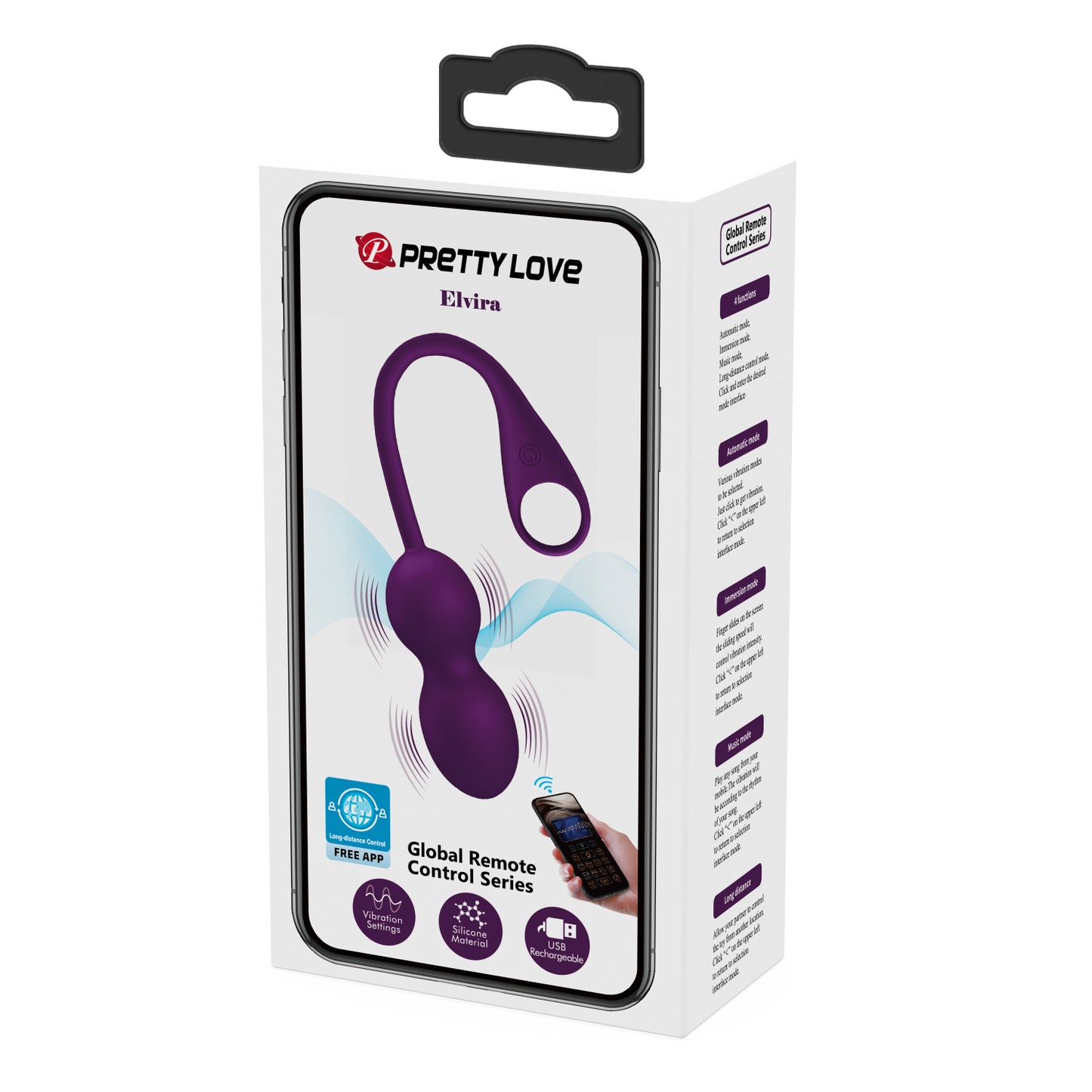 Pretty Love Elvira Kegel Ball Vibrator with App Control Dark Purple