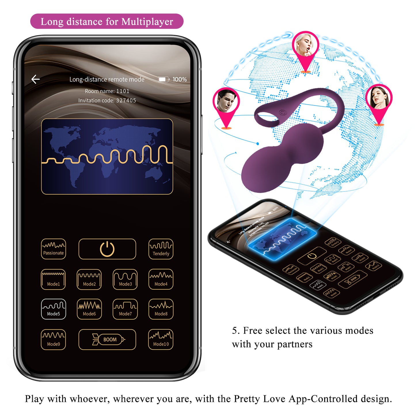 Pretty Love Elvira Kegel Ball Vibrator with App Control Dark Purple