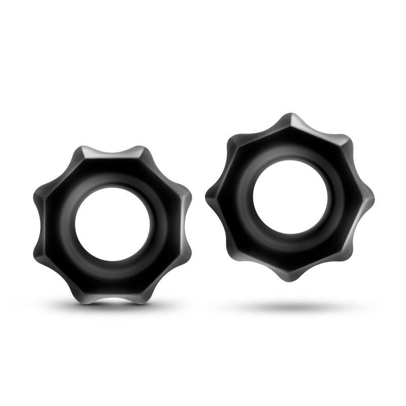 Blush Novelties | Stay Hard Nutz Black Cock Rings - Set of 2
