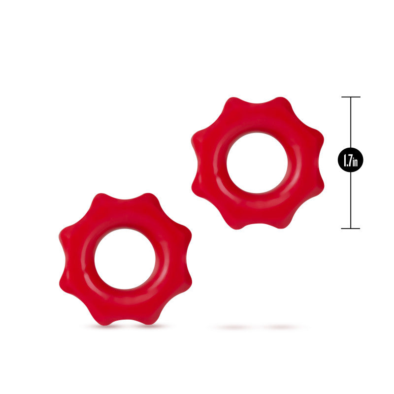 Blush Novelties | Stay Hard Nutz - Red Cock Rings - Set of 2