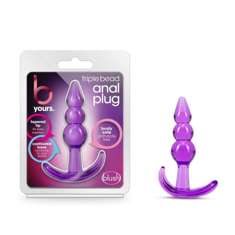 Blush Novelties B Yours Triple Bead Anal 9.5cm Butt Plug Purple