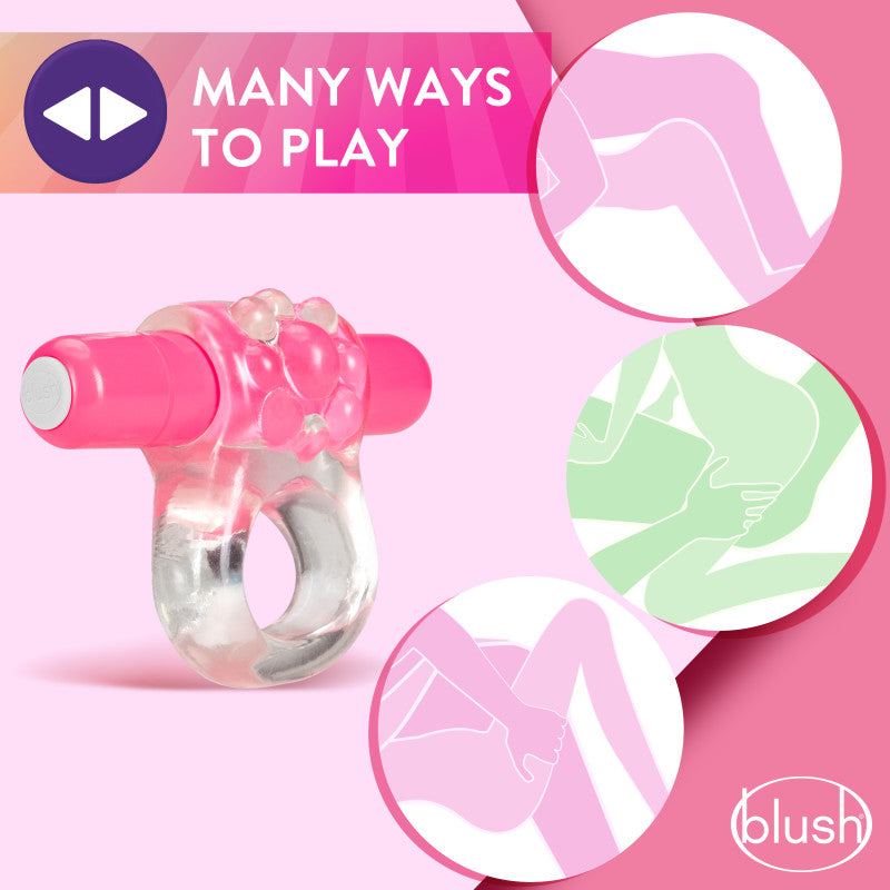 Blush Novelties Play With Me Teaser Vibrating C-Ring Cock Ring - Pink