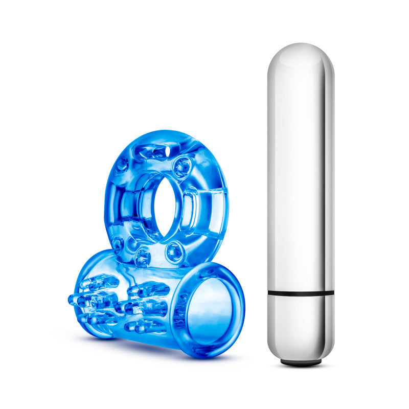 Blush Novelties | Stay Hard 10-Function Blue Vibrating Bull Ring