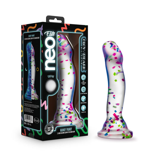 Blush Novelties | Neo Elite Glow Hanky Panky Glow In Dark Clear 19cm Dong Dildo