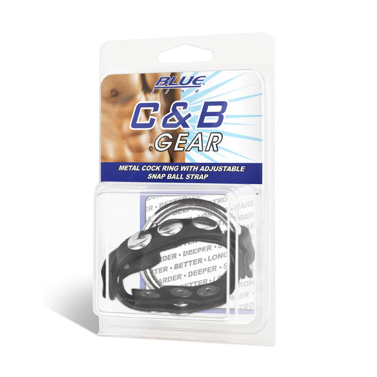 Electric EEL | Blue Line Metal Cock Ring With Adjustable Snap Ball Strap