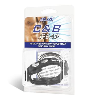 Electric EEL | Blue Line Metal Cock Ring With Adjustable Snap Ball Strap