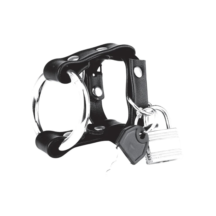 Electric EEL | Blue Line Metal Cock Ring With Locking Ball Strap