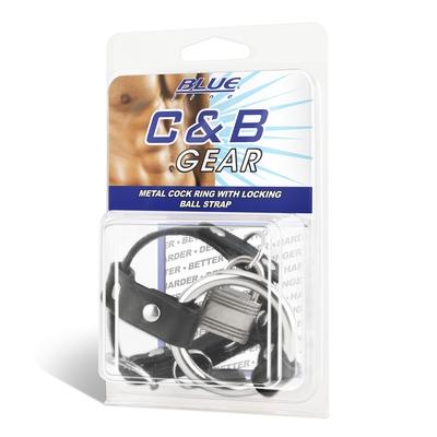 Electric EEL | Blue Line Metal Cock Ring With Locking Ball Strap