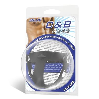 Electric EEL | Blue Line T-Style Silicone Cock Ring With Ball Divider