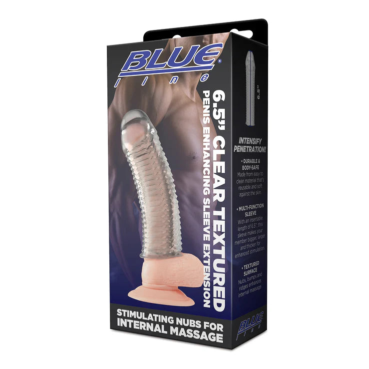 Electric EEL | Blue Line 6.5" Clear Textured Penis Enhancing Sleeve Extension
