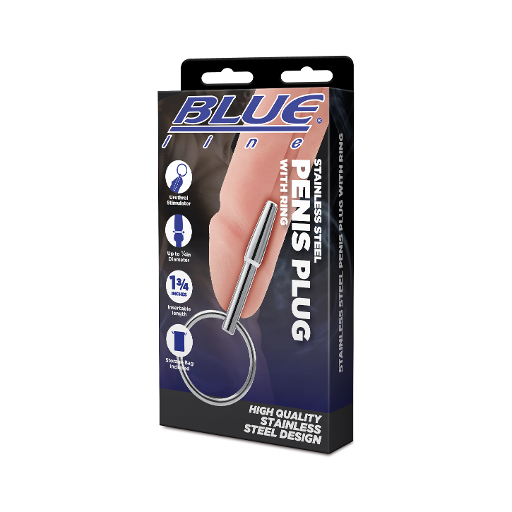 Electric EEL | Blue Line Stainless Steel Penis Plug With Ring