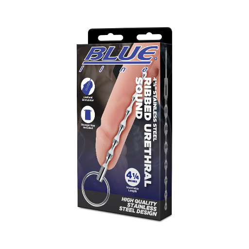 Electric EEL | Blue Line 4.25" Stainless Steel Ribbed Urethral Sound