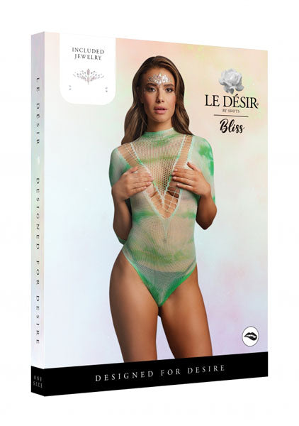 Le Desir Bliss Short Sleeve Tie Dye Teddy & Dazzling Crowned Face Bling Sticker Size OS