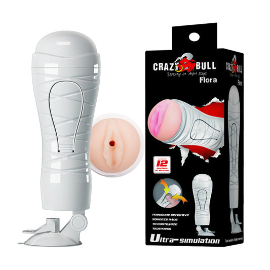 Crazy Bull Flora Stroker Vibrating Squeezable Vagina Stroker with Suction Base