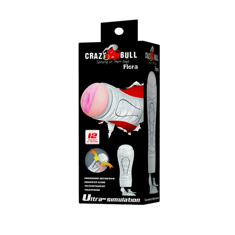 Crazy Bull Flora Stroker Vibrating Squeezable Vagina Stroker with Suction Base