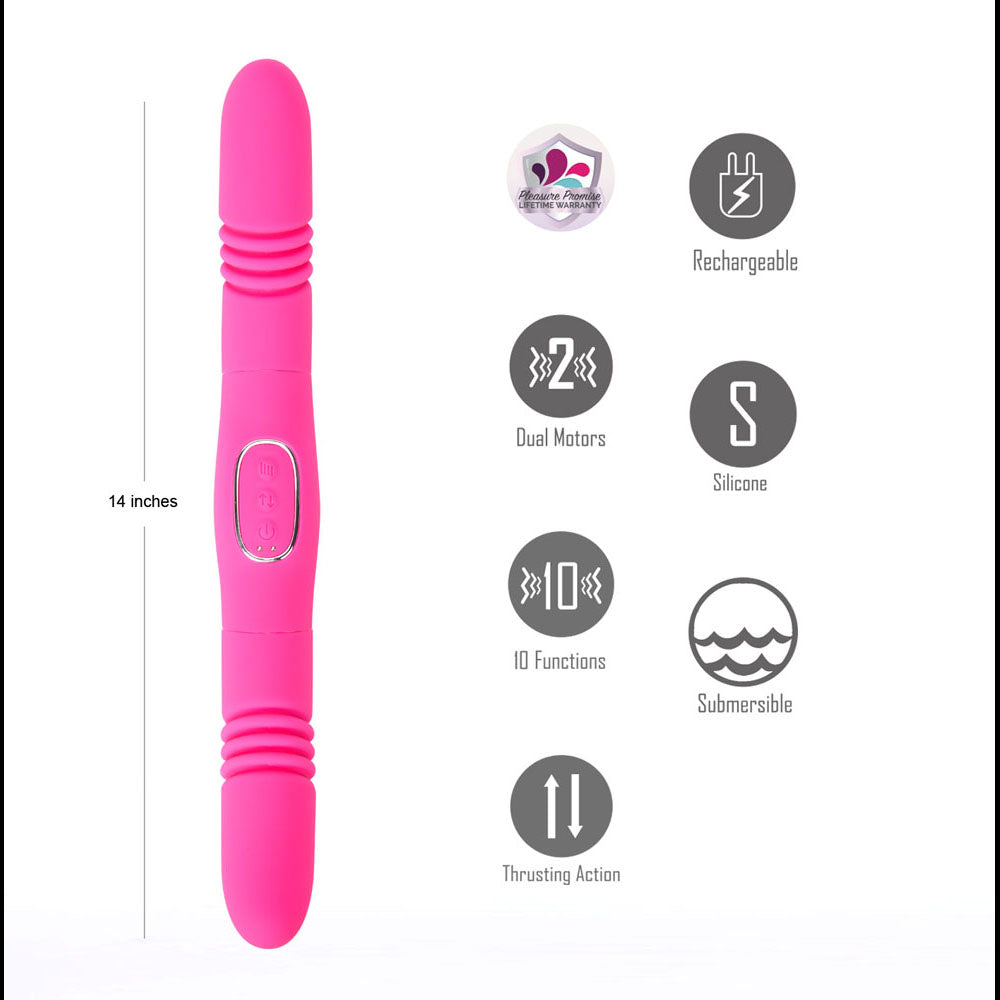 Maia Toys | Maia ZENA - Pink 35.5cm Dual Thrusting Double Ended Vibrator
