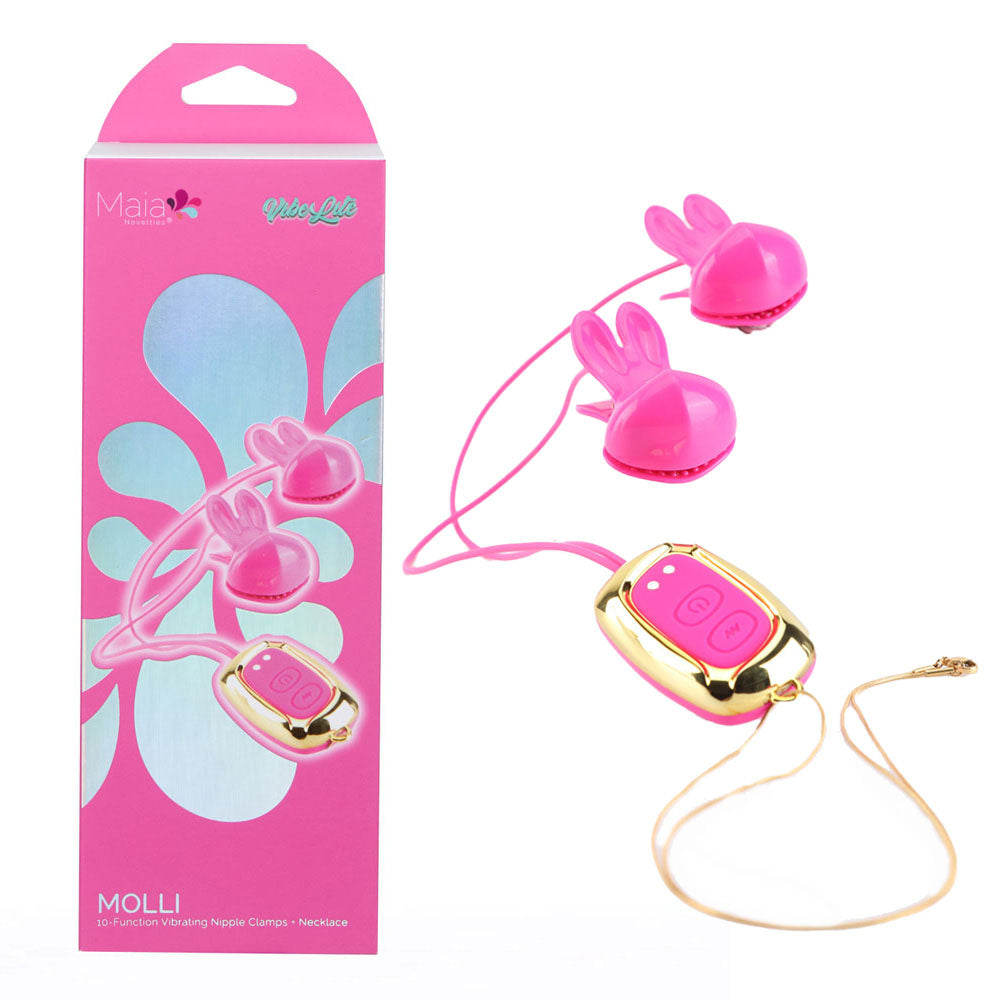 Maia Toys | Maia MOLLI - Pink Vibrating Nipple Clamps & Necklace